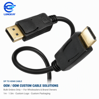   HDTV-Kabel 1m Vergoldetes DP-Stecker auf HD-Anschlusskabel Unidirektionales Video-Audio-Kabel für PC-Monitor Projektor