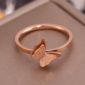Wholesale Simple Stainless Steel Jewelry Dainty Butterfly <strong>Ring</strong> for Women <strong>Teen</strong> Girls Titanium Steel Fashion Romantic <strong>Ring</strong> - Product Image 2