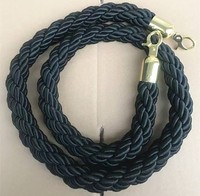 Corde de guidage en polyester tressé noir avec crochets mousquetons dorés pour barrières de contrôle de foule, hôtels, mariages, expositions et files d'attente