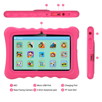 Tableta PC Android de 7 Pulgadas A133 2+32G Quad Core 0.3+2 Mega 2.4G Wifi para Niños con Funda de Silicona de Dibujos Animados y Software Iwawa