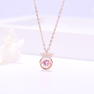 Collane con Ciondolo a <span class=keywords><strong>Cuore</strong></span> in Argento S925 Placcato, Catena con Strass, per Anniversario, Vendita all'Ingrosso - Product Image 5