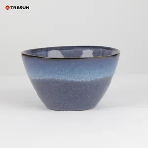 chinaware مصنع بالجملة مخصص جودة ممتازة فاخرة حجر أزرق أواني حجرية وعاء مزجج تفاعلي