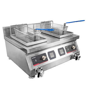 Friteuse à induction commerciale de comptoir Lestov pour food truck, double cuve 2*8L, modèle LT-TZL-S135, pour friture profonde de dinde - Product Image 4
