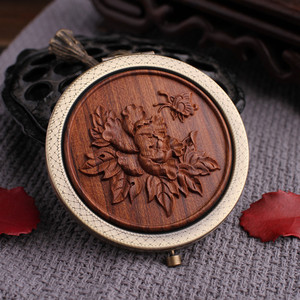 Miroir portable Weijun en bois de santal vert, carré, antique, pliable, en bois de séquoia et bois de rose ZDJ - Product Image 3