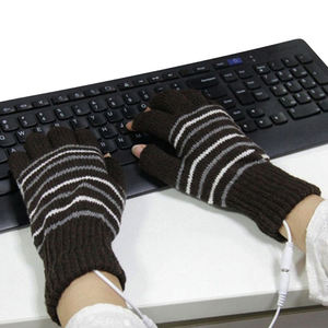 Gants chauds en laine pour hommes et femmes, fourres-doigts chauffants, tricotés, sans doigts, pour cyclisme, USB, collection hiver, référence E1645 - Product Image 2