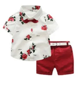 Casual Children's Clothes Set Boys Bow Tie Wholesale Kids Summer Boys Clothing