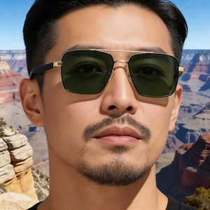 Lunettes de soleil polarisées Kingshine Square Frame pour hommes, verres TAC UV400, monture en métal noir et plastique, protection solaire extérieure - Product Image 2