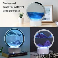 Lampe LED 3D Paysage Sable 16 Couleurs, Veilleuse Cadre d'Art Sable en Mouvement RGB avec Affichage Mer Profonde, Cadeau