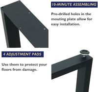 Pieds de meubles industriels en fonte noire en forme de V de 18 pouces, robustes, pour tables d'appoint, tables de nuit et bureaux