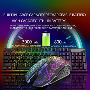 Wolf T3 Set Keyboard dan Mouse nirkabel, Set Keyboard dan Mouse game lampu latar dapat diisi ulang & 2.4G dengan transmisi nirkabel, Kombo dan Mouse game - Product Image 4