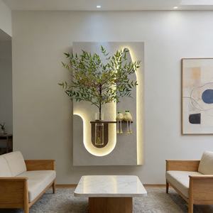 Arte Mural Personalizado al por Mayor, Pintura en Relieve 3D Pintada a Mano, Pintura Decorativa para Porche, Pintura de Piedra Arenisca con Plantas, Decoración del Hogar con LED - Product Image 2