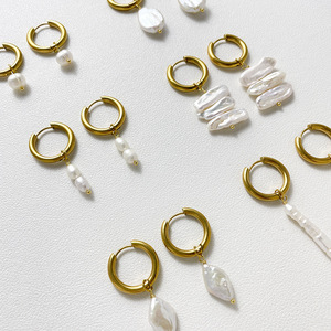 Pendientes Colgantes Minimalistas <span class=keywords><strong>de</strong></span> Perlas Barrocas Naturales <span class=keywords><strong>de</strong></span> Agua Dulce con <span class=keywords><strong>Aro</strong></span> Dorado, Joyería <span class=keywords><strong>de</strong></span> Boda, Regalo para Dama <span class=keywords><strong>de</strong></span> Honor - Product Image 2