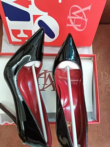 Metal scepter <b>high</b>-<b>heeled</b> stiletto print red bottom pointed women's shoes dagger advanced patent leather shoes women. - Product Image 5
