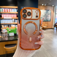 Coque de téléphone magnétique antichoc avec cadre ondulé électroplaqué et dos scintillant pour iPhone 16 17 Air 13 15 Pro Max