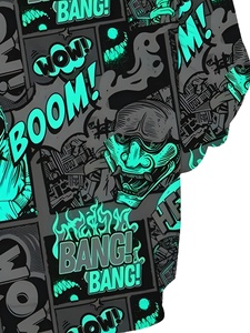 Người đàn ông giản dị phong cách đường phố áo thun áo 3D in Kỹ thuật Số Tối graffiti phim hoạt hình mô hình dây rút mui xe vá túi màu đen - Product Image 4