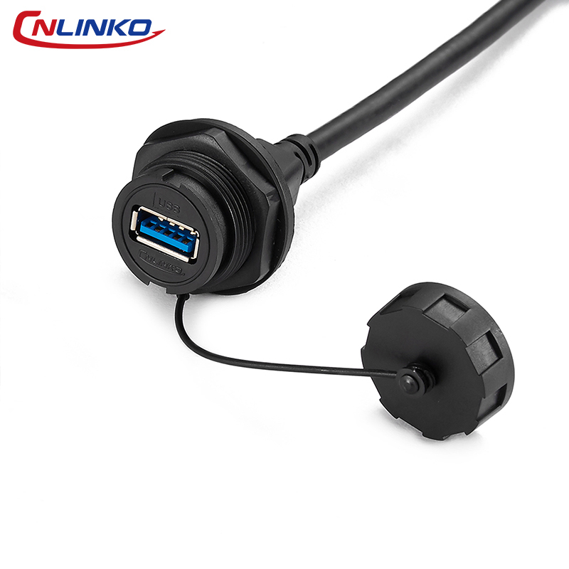 CNLINKO YU USB Two Point Snap Lock IP68 Waterproof Circular Connector With Pre Assembled Cable High Speed Data Transfer Assembly · image 2
