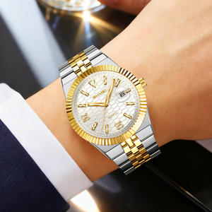 Reloj de pulsera para hombre, de lujo, sencillo, de acero inoxidable, con esfera de vidrio texturizado tipo panal de abeja de 40 mm, resistente al agua, con fecha grande y movimiento de cuarzo - Product Image 5