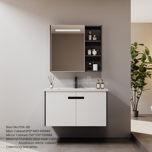<span class=keywords><strong>Mueble</strong></span> <span class=keywords><strong>de</strong></span> <span class=keywords><strong>Baño</strong></span> Moderno con Espejo <span class=keywords><strong>de</strong></span> Pared, Gabinete <span class=keywords><strong>de</strong></span> Acero Inoxidable <span class=keywords><strong>de</strong></span> 80 cm <span class=keywords><strong>para</strong></span> <span class=keywords><strong>Baño</strong></span> - Product Image 6