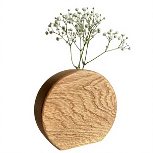 Vase de table en bois fait main, design minimaliste, matériau naturel écologique, diamètre 4-6 pouces, porte-fleurs décoratif - Product Image 5