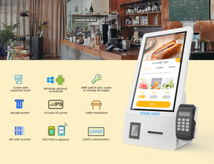 Kiosque de paiement en libre-service MWE 32 pouces avec écran tactile, imprimante thermique Android 80 mm, lecteur de codes-barres, NFC pour restaurant, commerce de détail - Product Image 2