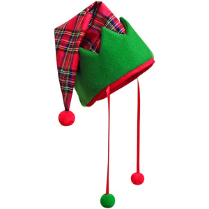 Gorro Navideño Luling Yaoyao, Talla Única, Rojo y Verde, con Pompón, Diseño a Cuadros, para Disfraces, Fiestas y Regalos - Product Image 3