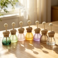 Nouvelle Arrivée - Flacon de Parfum pour Voiture 8ML Rose Orange Violet Couleur Café - Diffuseur en Verre en Forme de Balle avec Bouchon en Bois