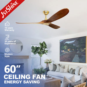 Ventilador de techo moderno de 220V, 3 aspas de madera maciza, 1 unidad - Product Image 2