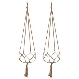 Support de pot de jardin créatif en filet tressé respirant, fait main en corde de coton et de lin, design simple, pour intérieur et <span class=keywords><strong>extérieur</strong></span>, à suspendre au mur - Product Image 1