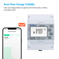 Medidor de Energía Wifi Eastron SDM630-WIFI TY con Certificación MID Tuya, 100A Clase 0.5 Bidireccional Trifásico, Medidor Eléctrico de Riel DIN