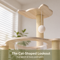 Grand arbre à chat respirant et résistant à l'humidité avec capsule spatiale transparente, lit-canapé pour animaux de compagnie, tour pour chat robuste et durable pour plusieurs chats