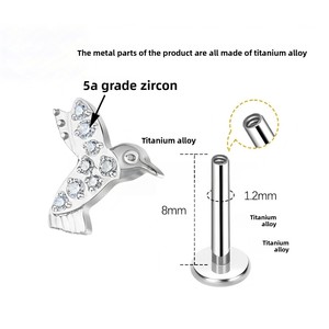 Pendientes de paloma de la <span class=keywords><strong>paz</strong></span> de aleación de titanio, accesorios para piercing corporal para hombres <span class=keywords><strong>y</strong></span> mujeres, pendientes que simbolizan la <span class=keywords><strong>paz</strong></span>, exquisitamente elaborados - Product Image 3