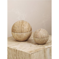 HZX marbre arabe décoration bouddha Ramadan Mubkhar brûleur mini travertin porte-encens boule de pierre brûleur d'encens en gros