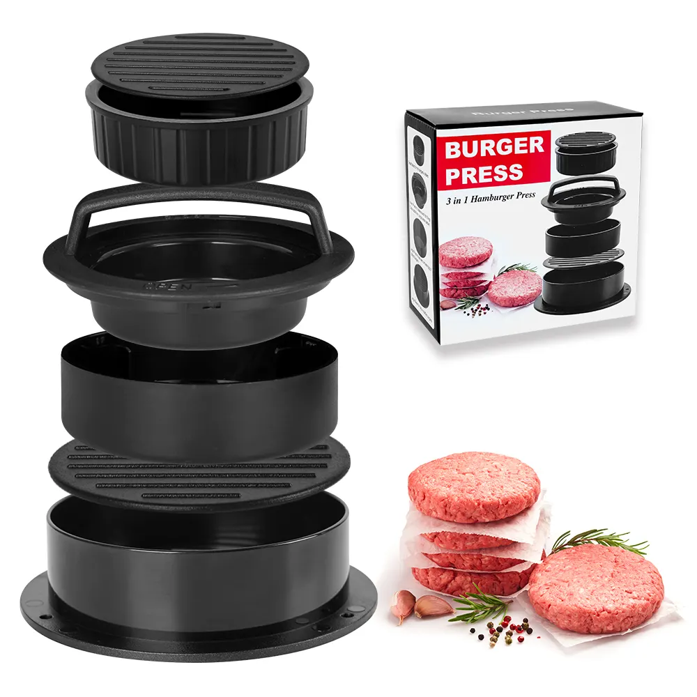 Mutfak aracı barbekü barbekü izgara 3 In 1 yapışmaz et sığır sebze Burger kalıp Hamburger presi Patty Maker balmumu kağıtları