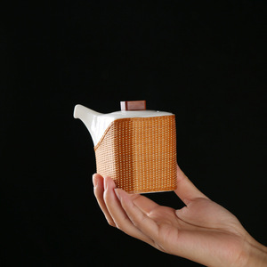 Bamboo Woven Ceramic <b>Tea</b> <b>Set</b> With Teapot Four Cups Fairness Cup Traditional Chinese Style Eco Friendly Gift <b>Set</b> - Product Image 2