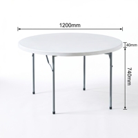 Table de banquet pliante ronde en plastique HDPE avec cadre métallique à double pliage pour la restauration, les mariages et les événements