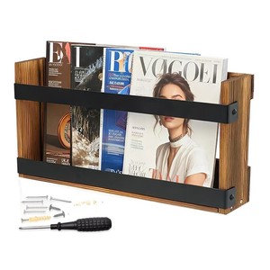 Wooden Vintage Wall Magazine <b>Shelf</b> Rectangle 1 Tier Wall Mounted Storage <b>Rack</b> For Living Room Book Display - Product Image 5