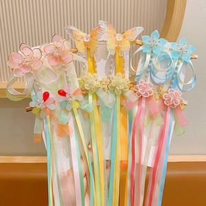 甜美新款儿童古风发夹超级不朽中式花花长丝带发夹 - Product Image 2