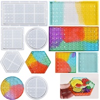 Moules en silicone à motifs Early Riser pour la création de plateaux en résine DIY, formes carrées, rondes, hexagonales, rectangulaires, pour rangement, décoration et moulage décoratif