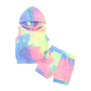 Kids Wear <b>Tie</b> Dye Summer 2 Piece Short Set Toddler Hoodie Set Girl Boy Unisex Kids Boutique Clothing Sets Child Clothes RS01037 - Product Image 5