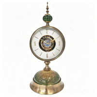 Horloge de table vintage, horloge de bureau décorative en verre vert de luxe, horloge de cheminée rétro européenne pour la décoration de la maison, du salon, du bureau ou des étagères