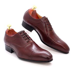 Red Oxfords Italy Style Handmade Formal Suit <b>Pointed</b> <b>Toe</b> Lace up Dress Shoes for Men - Product Image 6