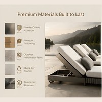 Ensemble de chaises longues d'extérieur en aluminium, chaise de piscine moderne, chaise de piscine individuelle, chaise longue de loisirs en tissu imperméable, lit simple en métal