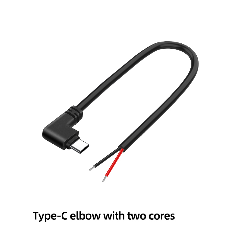 Black Type-c Elbow male 2-core power cord