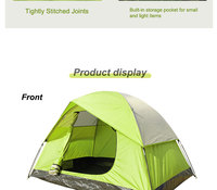 Tente de camping extérieure quatre saisons double couche Oxford pour 2 personnes, design imperméable et coupe-vent, avec armature diagonale pour la randonnée