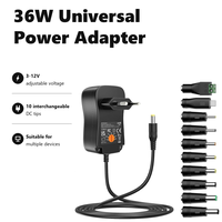 Adaptateur universel 36W AC DC 3V 4.5V 5V 6V 7.5V 9V 12V avec 10 embouts DC pour appareils électroniques domestiques, bande LED, routeur, lecteur vidéo