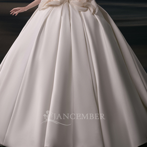 Lsgz12 Vestido de Novia Romántico Color Marfil Sin Tirantes con Rosetas 3D en la Cintura, de Satén, Estilo Princesa, Minimalista, con Cola Larga, Jancemebr - Product Image 6