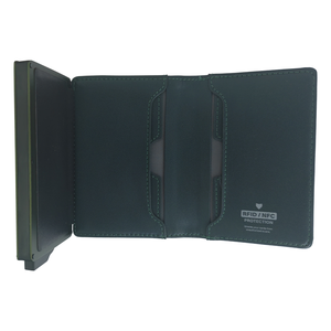 Tarjetero Unisex de Cuero PU con Protección RFID, 6 Pulgadas, Corto, Verde Oscuro con Interior Color Oliva, Diseño Minimalista - Product Image 2