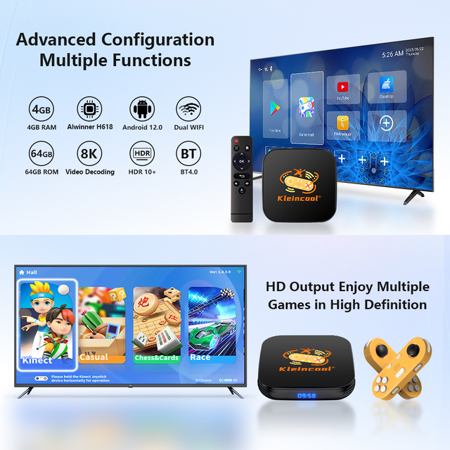 New Quad Core Android 12 4K TV Box Game Player 2-in-1 4GB RAM 64GB ROM 5G Dual-Band WiFi Motion-Sensing Parent-Child Game Box