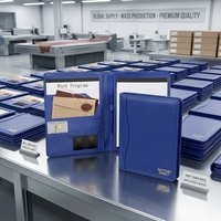 Protège-cahier multifonctionnel A4 personnalisé avec 1 bloc-notes ligné, pochette de rangement pour cartes bancaires, classeur en cuir
