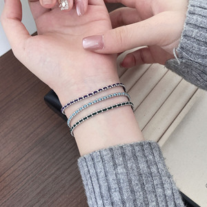 สร้อยข้อมือผู้หญิงเงินแท้ S925 ประดับคริสตัลและเพชรเทียม ดีไซน์เรขาคณิต เหมาะสำหรับใส่ทุกวัน - Product Image 4